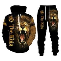 The Lion King Winter 3D Printing Men's Hooded Sweatshirt Set Men's Sportswear Tracksuit Long Sleeve Men's Suit