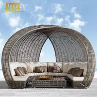 European style outdoor furniture wicker unique round sofa with canopy