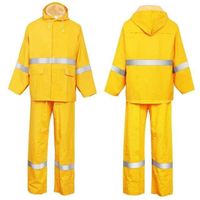 PVC and polyester yellow industrial work 2 pieces raincoat durable safety pvc polyester pvc raincoat heavy duty