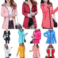 ECOWALSON Winter Ladies Down Cotton Parka Long Fur Collar Hooded Coat Jacket