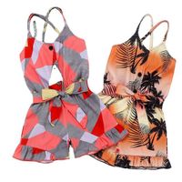 2022 Wholesale Baby Jumpsuit Summer Kids Dress Toddler Kids Suit Sleeveless Ruffle Girls Costume with Belt