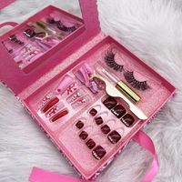 Lashes and nails package comes with glue and tweezers Press on false nails Matte false nails