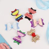 Hot Sale 3 Inch Glitter Polka Dot Barrette Baby Girl Flower Three Layer Hair Bow Stacking Hair Clips Kids Hair Fashion Accessories