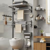 Bathroom rack towel rack without screw drying rack toilet towel rack folding rack hook bathroom wall-mounted towel rack