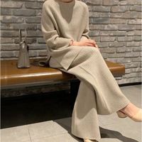Tongsheng Custom Designer Winter Cotton Polyester Knitted Sweater 2-piece Set Women's Knitted Two-piece Sweater