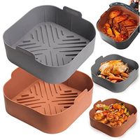 Square Silicone Air Fryer 8 Inch 20cm Reusable Air Fryer Pot Tray Heat Resistant Food Baking For AirFryer Oven Accessories