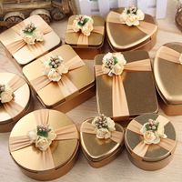 Hot Sale Metal Flower Candy Box With Ribbon Wedding Party Favor Packaging Box