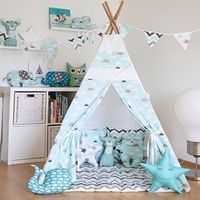 6ft Teepee Play Kids Indian Canvas Playhouse Dome Sleeping Kids Play Tent