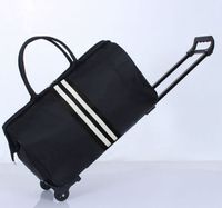 Yemu custom logo cheap large capacity folding Oxford cloth striped trolley bag with wheels