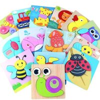 2022 Hot Sale Kids 3d Wooden Puzzle Toys Shape Animal Wooden Puzzles for Toddlers