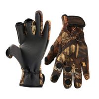 Outdoor waterproof winter warm gloves ice fishing ski portable three-finger anti-cut fishing gloves