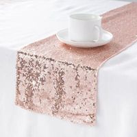 Standard Size Decorative Wedding Table Runner, Sequin Rose Gold Table Runner