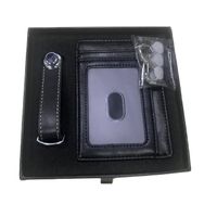 Fashion Men's Gift Genuine Leather Card Holder Wallet and Keychain Business Gift Set for Men