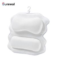 SUREWAL 3D Mesh Luxury Bath Pillow Tub Spa Tub Headrest with 2 Padded Neck Soft Tub Pillows