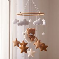Unisex Boys Girls Wall Mount Small Felt Teddy Bear Sleeping Moon Forest Star Cloud Nursery Crib Mobile Phone