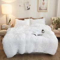 Custom Luxury 3 Piece Winter Warm Plush Shaggy Fluffy Faux Fur Duvet Cover