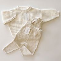 Best Selling Baby Knitted Sweater Kids Boys Girls Overalls Rib Cotton Toddler Baby Sweater Set