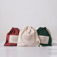 High Quality Soft Cotton Linen Drawstring Bags Mini Cotton Linen Drawstring Gift Bags With Woven Labels