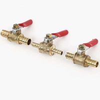 Brass double-head pagoda red handle small ball valve pneumatic small ball valve straight through intubation pneumatic ball valve