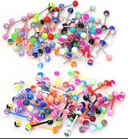 Tongue ring piercing bulk 14g tongue nipple strip ring barbell various colors acrylic body piercing jewelry tongue ring