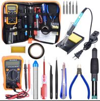 Green K018 Digital Multimeter 5 Pack Soldering Tips Soldering Iron Kit 60W Soldering Iron with Switch