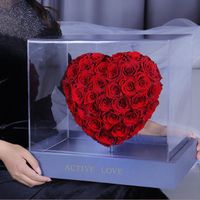 V020 factory hot selling heart-shaped eternal flower immortal real rose flower grass real rose gift box