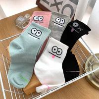 Wholesale Ladies Cotton Funny Cute Big Eye Socks Women's Style Bulk Wholesale Custom High Quality Cotton Socks Women's Calcetines