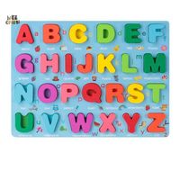 HOYE CRAFTS Factory Price Wooden Mathematical Alphabet Learning Baby Grab Board Toys Puzzle Board for Children