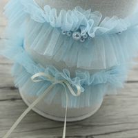 Tulle Bridal Garter Set, Pearl Embellished Wedding Stocking, Wholesale Handmade Garter
