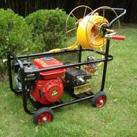 Power sprayer pump with frame and stretcher