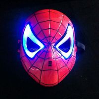 LED Glitter Spiderman Mask Light Up Costume Party Mask