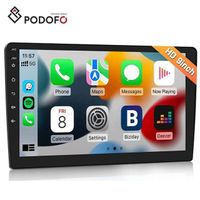 Podofo Double Din Car Stereo Carplay Android Car Car Radio Autoradio 9 Inch HD Touch Screen BT USB FM + External Microphone