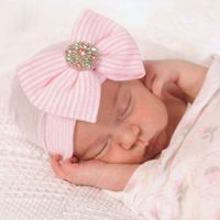 Cute Newborn Baby Girl Cozy Bow Hospital Hat Beanie Baby Girl Cute Hat Christmas Gift