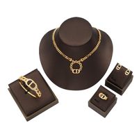 JH Fashion Gold Plated Jewelry Plated Letter Design Large Fashion Jewelry Set Birthday Gift for Women