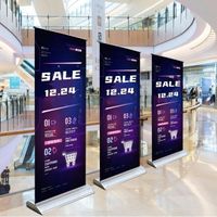 Retractable cheap wide bottom roll-up banner stand floor display 85*200 poster stand roll-up banner