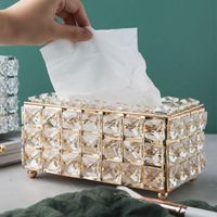 Tissue box gold desktop storage box Nordic cellophane storage box luxury cover creative storage acrylic crystal tissue box