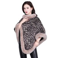 Fur autumn and winter fur collar warm sleeve cape jacquard fashion long-sleeved tassel knitted cape women's pocket thickened shawl