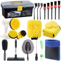 23 Pack Exterior Interior Car Wash Cleaning Tool Kit Tire Towel Drill Brush Window Scraper Set Car Wash Equipment with Box