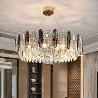 Round indoor luxury chandelier LED chandelier home Nordic modern k9 crystal chandelier elegant luster modern crystal