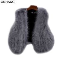 Wholesale Winter Thickened Slim Fit Warm Furry Vest Fashion Women Sleeveless Faux Fur Coat Furry Plus Size