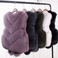 New style women's natural fox fur long vest ladies vest fashion real fur vest