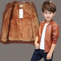 New Custom 2 Styles Spring Winter Kids Boys Pu Zipper Fashion Jacket Kids Boys Outerwear Outerwear 2-14 Years Boys Leather Jackets