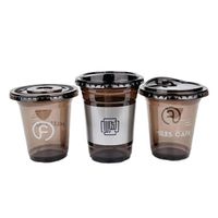 Custom Size Printed Logo Black Transparent Transparent 12oz 16oz 22oz Plastic PET Cold Coffee Water Cup with Lid