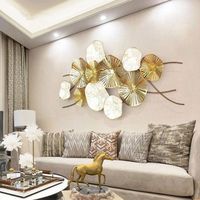3D Luxury Style Home Bedroom Decoration Round Leaf Metal Wall Art Decor