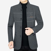 Men's padded wool jacket. Fall and winter stand collar. Business and leisure. Dad's Wool Blazer