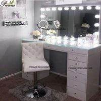 modern white vanity hollywood style dressing table with lighted mirror