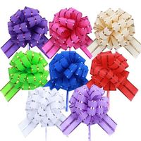 Hot Sale 3 Threads Wedding Car Decoration Pompom Latte Bow Embossed Organza Latte Bow Ribbon