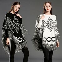 Oversized custom fashion high quality shawl knitted wool wrap tassel cashmere scarf shawl coat shawl