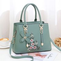 Navy Blue Embroidered Floral Office Large Design Tote Bag Shoulder Bag Women Wholesale