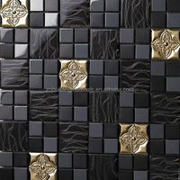 Metal backsplash tile stainless steel plate and crystal glass mixed mosaic wall decoration
